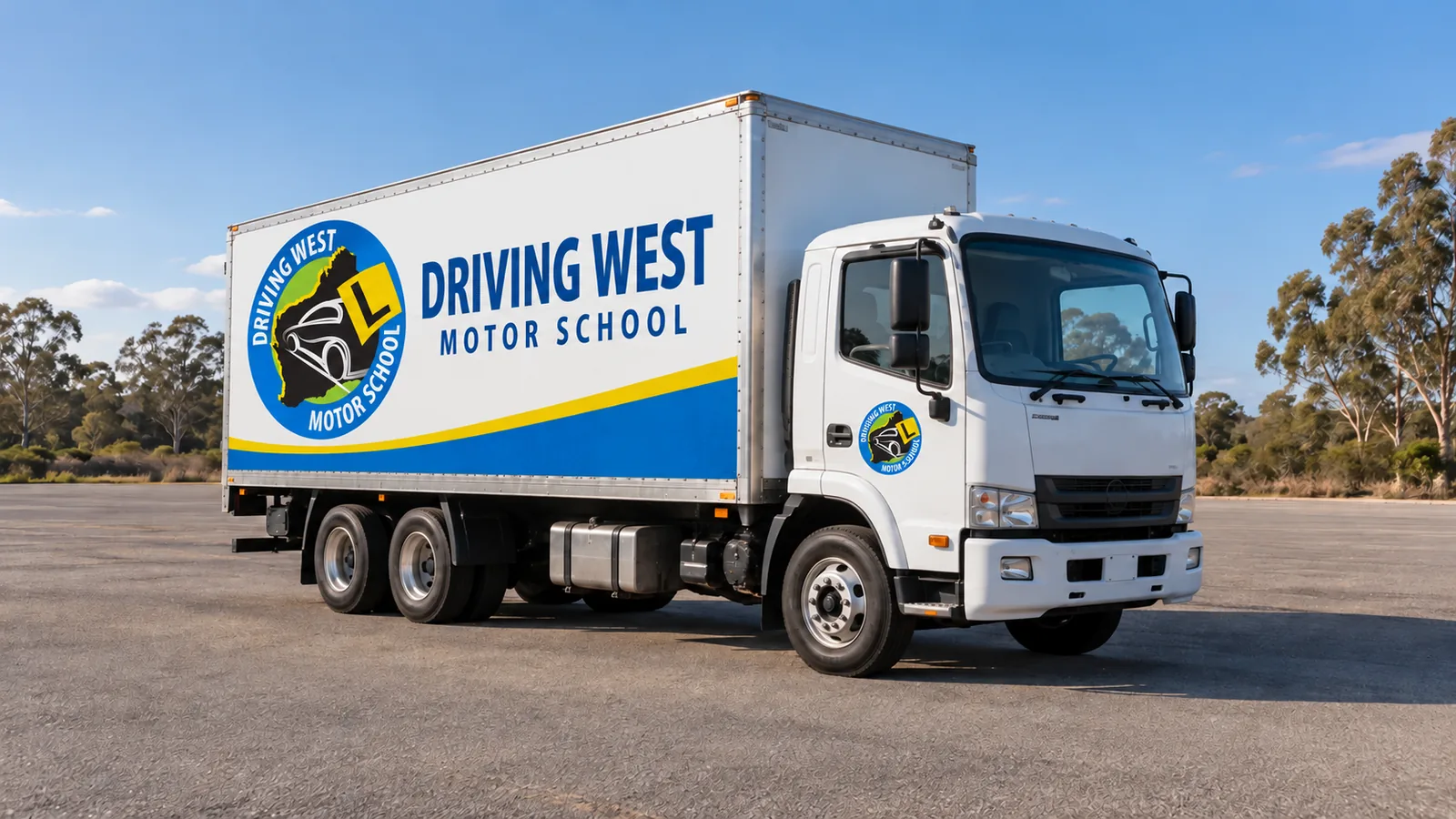 Driving West Driving West branded heavy rigid training truck illustration